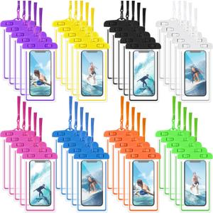 Flutesan 40 Pack Universal Clear Waterproof Phone Pouch Cell Phone Pouch Dry Bag Waterproof Cases Bag with Lanyard for Outdoor Sport Water Games Protect, up to 7 Inches(Multicolor)