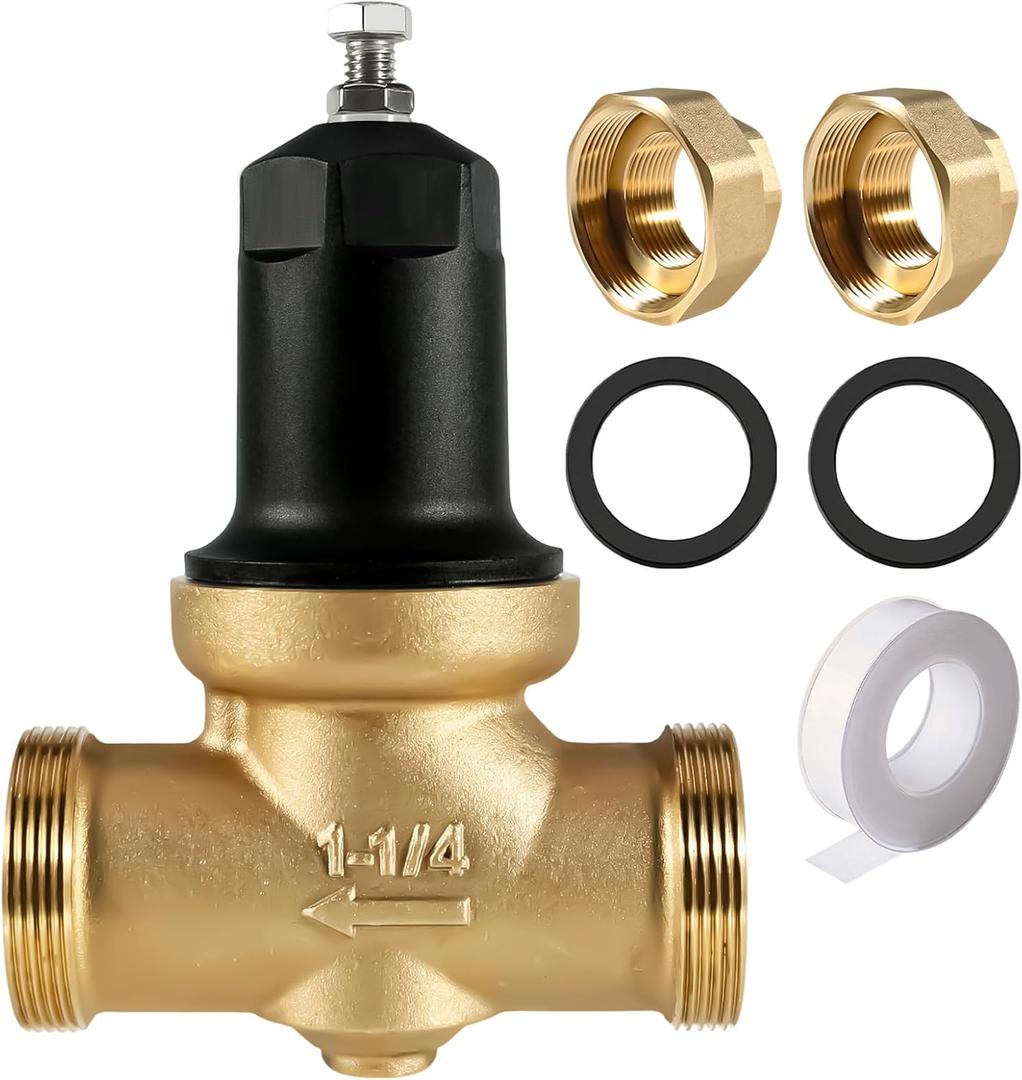 1-1/4 Inch 114-NR3XL Pressure Reducing Valve with Stainless Steel Screen | Water Pressure Regulator,2 gaskets,Dual Union NPT Connections,Compatible with Zurn for House/Commercial Water Supply