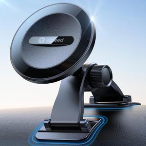 VICSEED 2025 Upgrade for MagSafe Car Mount [Strongest Dashboard Adhesive & 25N Magnetic] Cell Phone Holders for Your Car, 360 Adjustable Phone Holder Mount for All Smartphones & Vehicles (Black-Black)
