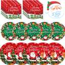 150 Pack Christmas Paper Plates and Napkins Sets - Disposable Merry Christmas Plates Napkins Dinnerware, Winter Xmas Heavy Duty Dessert Dinner Plate for Christma Party Supplies Table Decor, Serves 50 (Red-150 Pcs)
