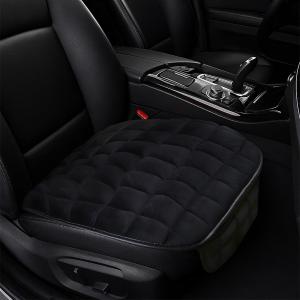 Car Seat Cushion, Universal Soft Plush Auto Seats Cover with Storage Pocket, Warm Seat Protector Pad with Non-Slip Bottom, Car Interior Essentials for Most Cars, Office, Home, Chair (Black)