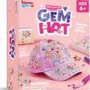 Klever Kits Gem Hat Kit for Girls, Decorate Your Own Baseball Cap with Gems Stickers, DIY Craft Kits for Kids Girls Toys Age 6-8