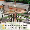 2pc Flower Round Outdoor Tablecloth with Umbrella Hole, Retro Floral Fitted Table Cover with Zipper, Waterproof Windproof Umbrella Table Cloth with Elastic(45''-54'')