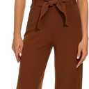 Women's Casual High Waisted Wide Leg Dress Pants with Pockets and Belt (M)
