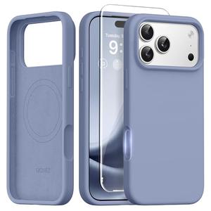 GONEZ Magnetic for iPhone 17 Pro Case, [Compatible with MagSafe] Anti-Scratch Microfiber Lining & Screen Protector, Silicone Camera Control, Shockproof Slim Phone Cover 6.3 inch, Lavender Gray