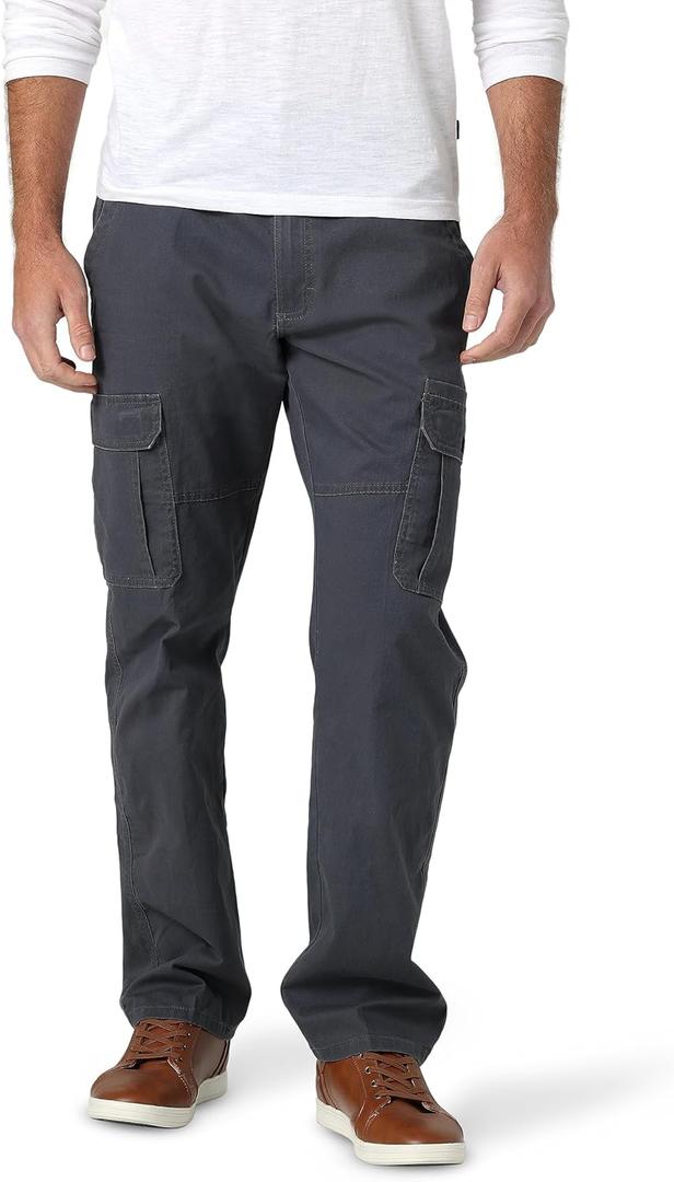 Wrangler Authentics mens Relaxed Fit Stretch Cargo Casual Pants, Anthracite Twill, 38W x 32L US