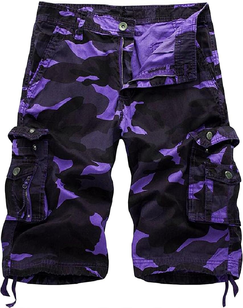 Mens Cargo Shorts Cotton Multi-Pocket Outdoor Camouflage Cargo Shorts (30)