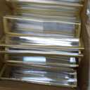 12 Pack Gold Acrylic Sign Holders 4x6, Double Sided Vertical Stand Clear Picture Frame Stands, Menu Flyer Holder for Wedding Table Numbers, Restaurant Signs, Party and Office Photos