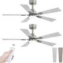 Fanbulous 2 Pack of 42 Ceiling Fans with Lights and Remote, Modern Low Profile Ceiling Fans with Dimmable 3CCT Quiet DC Motor, Reversible Celing Fan with 6-Speeds Timer for Bedroom, Nickel