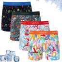 INNERSY Men's Breathable Mesh Boxer Briefs Cooling Moisture Wicking Underwear for Summer 4-Pack (Medium, Graffiti Art)