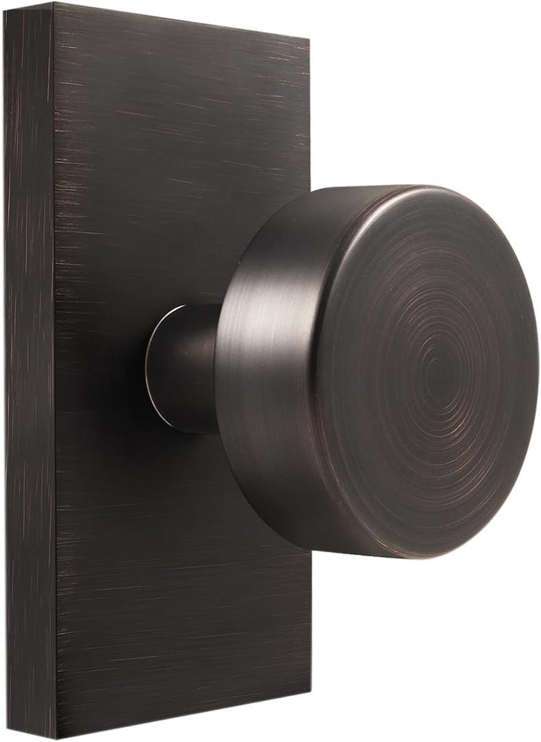 Oil Rubbed Bronze Door Knobs, Passage Door Knobs Door Handles for Hall and Closet Keyless Rectangle, Oil Rubbed Bronze