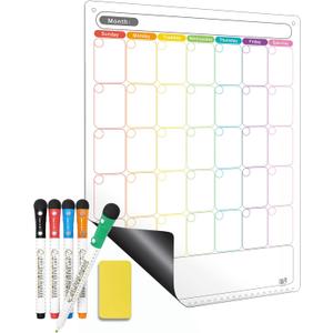Mag-Fancy Magnetic Dry Erase Calendar - Vertical Calendar for Refrigerator - Monthly Fridge Calendar Whiteboard with Extra-Thick Magnet Included Fine Point Marker & Eraser & Home Organizer