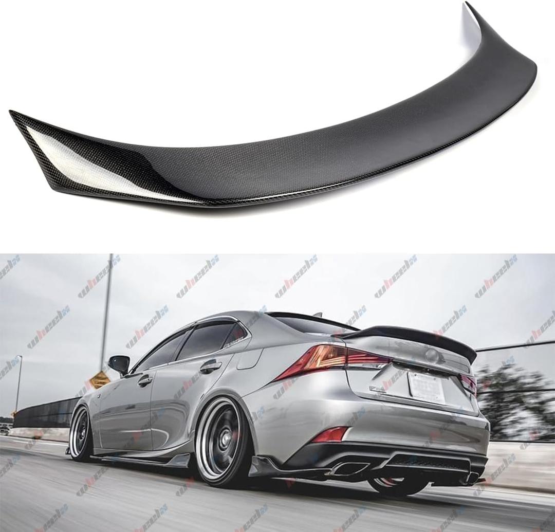 Real Carbon Fiber Rear Spoiler Compatible with 2014-2020 Lexus IS200 IS250 IS300 IS350, Duckbill Trunk Exterior High Kick Tail Deck Lid Wing Lip