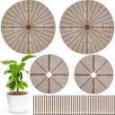 4 Pcs Plant Pot Grid,20.5 Inch 11.8 Inch Soil Protector Covers Cuttable Flower Pot Grid,Cat Digging Stopper Baby Safety Plant Pot Cover with Stakes for Indoor Outdoor