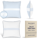 Outdoor Waterproof Pillow Covers – Decorative Stripe Cushion Cover in Light Blue & White for Patio, Garden and Balcony – 45×45 cm - 18x18 in