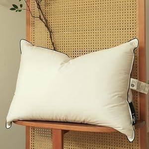 HYVIF Down Pillows Standard Size, Breathable Cotton Blend Shell Cover, Luxury Hotel Collection Bed Pillows for Sleeping, Fluffy Soft Medium Firm Down Fiber Pillows for Side Back Stomach Sleepers