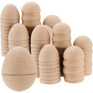 TAICHEUT 50 PCS Brown Paper Mache Easter Eggs, 3 Inch Paintable Easter Eggs, Blank Paper Eggs for Basket, Craft Decorations Supplies