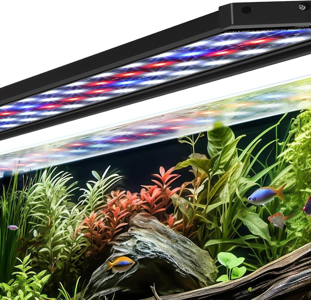 AQQA Fish Tank Light for Plants Aquarium Light with Timer 14 Colors Adjustable Full Spectrum LED Waterproof Dimmable Light for Fish Tank 47-55 Inch (45W)