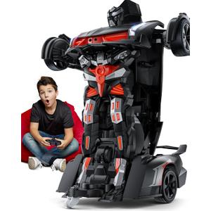 V992 Transform Robot RC Car, 1:14 Scale, 2-in-1 Robot Toy Car with Sound & Light Effects, Gesture Sensing, Automatic Deformation, Ideal Gift for Boys and Girls (Gray)