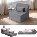 BeBen Folding Sofa Bed Chair, Convertible Sleeper Chair Futon Couch, Foldable Boneless Floor Lounge Sofa, Single Foam Chair Bed for Small Spaces, Dorm, Guest Room, Living Room, Apartment, Dark Grey