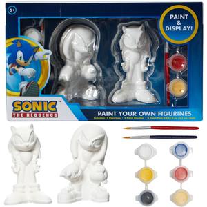 Innovative Designs Sonic The Hedgehog DIY Paint Your Own Figurines Arts and Crafts Set for Boys - Sonic & Knuckles The Echidna