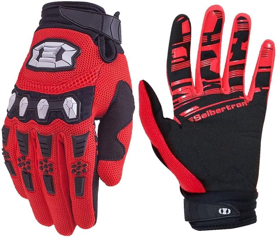Seibertron Unisex BMX MX ATV MTB Racing Mountain Bike Bicycle Cycling Off-Road/Dirt Bike Gloves Road Racing Motorcycle Motocross Sports Gloves Touch Recognition Full Finger Glove (Red)