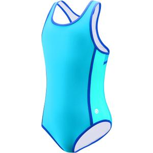 G Gradual Girl's One Piece Swimsuits Racerback Kids Bathing Suit Modest Swimwear for Girl Athletic Competition 7-16Y (Blue, S)