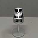 Facmogu Classic Retro Style Microphone Prop with Stand, Fake Vintage Microphone Decor for Party Decorations - Silver