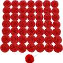 Silk Carnation Flower, 50 Artificial Flowers, Used for Wedding Decoration DIY Handmade Flowers, Carnation Flower Diameter 3.5 Inches and 6 Inches Stem (Red)
