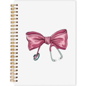 2 x Coquette Pink Bow Nurses Spiral Notebook, Nurse Appreciation Gifts Journaling Notebooks, Nurse Week Day Gifts Journal for Writing, Preppy Nursing Notebooks for Note Taking, 5.5x8.3 Inch