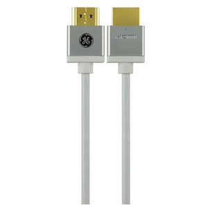 GE UltraPro HDMI Cable, High Speed, Ethernet, 8ft. HDMI Cord, 4K Ultra HD, Full HD 1080P, 10.2Gbps Data Transfer, Works with HDTV/Cable/Game Consoles/Blu-Ray, Gold Plated Connectors, Silver, 33510