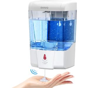 SVAVO Automatic Soap Dispenser Touchless, 21oz/600ml Soap Dispenser Wall Mount, Liquid Soap Dispensers for Hand Soap Refill, Bathroom, Kitchen, Household, Commercial Place, ABS Plastic White