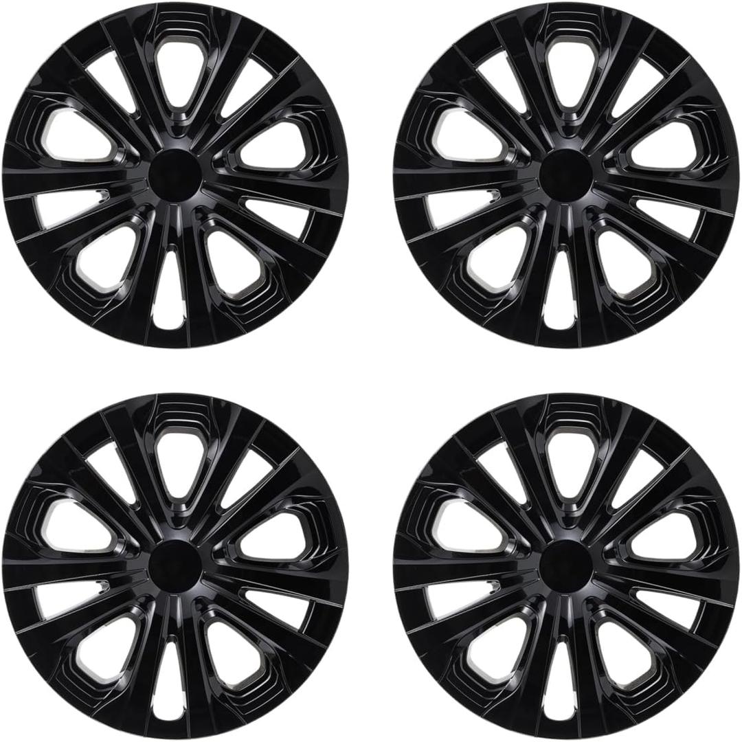 Hubcaps Wheel Covers Fit for 2016-2022 Toyota Prius & 2017-2022 Prius Prime & 2020-2024 Corolla Hybrid Wheel Rim Covers, Snap On Installation (15-inch Set of 4 Pcs) (Glossy Black)
