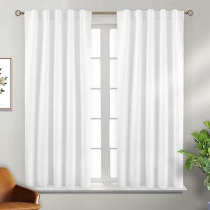 BGment Window Curtains for Bedroom - 54 Inch Rod Pocket and Back Tab Thermal Insulated Room Darkening Curtains for Living Room, 2 Curtain Panels (42 x 54 Inch, Pure White)
