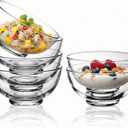 Small Clear Glass Bowl Set of 6, Microwave and Dishwasher Safe