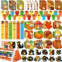 BenLouis Fall School Stationery Set Party Favors Thanksgiving Day Classroom Gift Prizes Bulk for Students Kids Autumn Pumpkin Harvest Pinata Filler Goodie Bag Stuffers Decor 12Set Fall