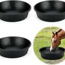3Pcs Heavy Duty Rubber Feeder Pan, 12Q/3Gal Horses Feed Pan, Large Feed Bucket for Animal Feeding, Livestock Water Bowl Chicken Dust Bath Tub for Horse Goat Pig Dog Farm Livestock Poultry