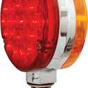 GG Grand General 78360 Amber/Red 4" Round Double Faced Pearl 24-LED Pedestal Light with Chrome Die Cast Housing (Single Pack)