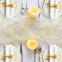AerWo 6 Pcs Gold Table Runner 10FT, Boho Gold Foil Glitter Sheer Sequin Table Runners Wedding Centerpiece Table Decorations for Party Supplies Birthday Baby Shower Wedding Home Decor
