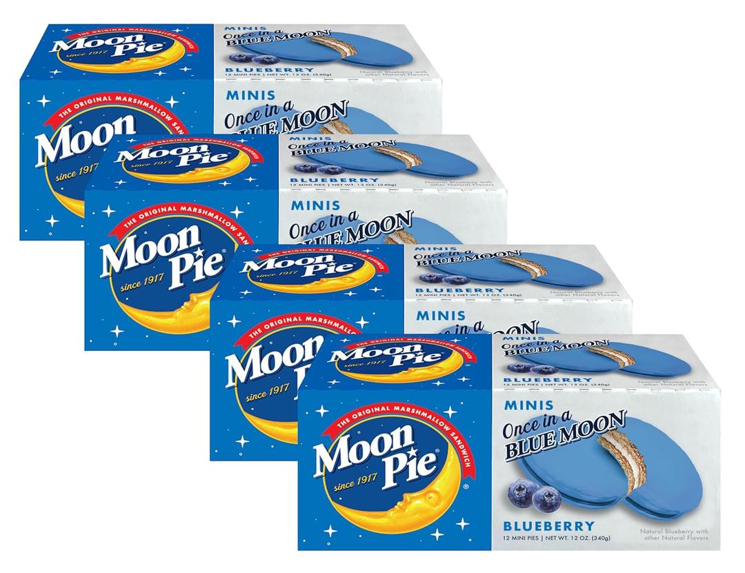 MoonPie Blueberry Sandwich Cookie Mini 4 Pack, 48 Total Cookies, BB Date Not Found 