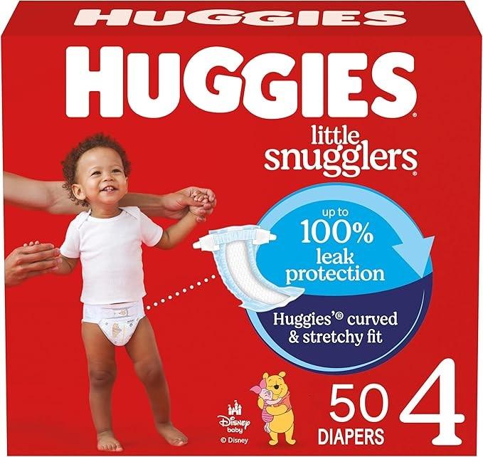 Huggies Size 4 Diapers, Little Snugglers Baby Diapers, Size 4 (22-37 lbs), 50 Count (2 Packs of 25)