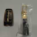 Compatible with Genesis Key Fob Cover, Gold Keychains, for G80 GV80 GV70 G90 2021 2022 2023 6 8 Buttons TPU Genesis Accessories Car Key Case Shell (Black)