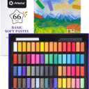 Artecho 66pcs Soft Pastels, 64 Colors Including 4 Colors, Extra Free Black & White, Square Chalk for Drawing, Blending, Layering, Shading, Pastels Art Supplies