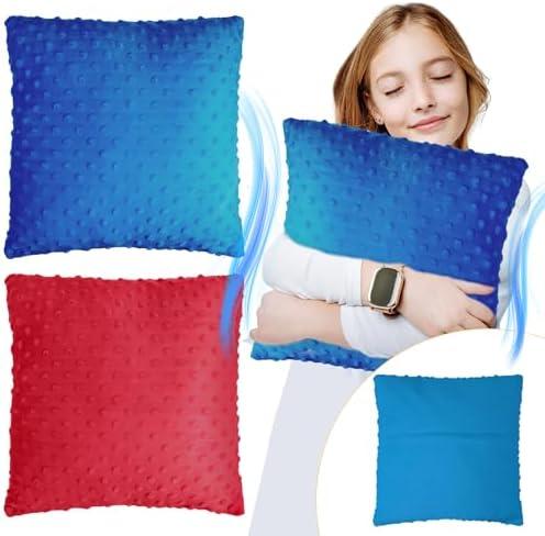 Kigley 2 Pack Vibrating Sensory Pillows for Kids, 12 x 12,Red,Blue | Back To School Gift, Sensory Pillow for Adults, Pressure Activated, Soft Raised Dots, Classroom And Travel, Autism Acceptance