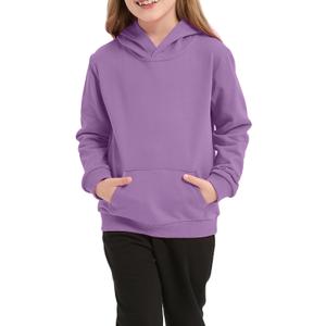 Cotton Kids Hoodie Light Weight Sweatshirt (Thin) with Pockets Long Sleeve Boys Girls Fall Spring Pullover Clothes (6-7 Years, Purple)