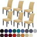 Howhic Stretch Chair Covers for Dining Room Set of 6, Removable Washable Dining Room Chair Covers, Dining Chair Slipcovers Seat Protector, Great Decoration for Home and Banquet (Champagne, 6 Pack)