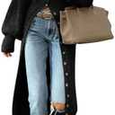 Saodimallsu Womens Long Cardigans V Neck Button Down Chunky Knit Dusters Sweater Coat Fall Trendy Maxi Sweater Dress M