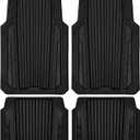 CAR PASS Heavy Duty Sporty Rubber Car Mats, Deep Dish All Weather Car Floor Mats Full Set, Waterproof Anti-Slip Automotive Matts Rugs Trim to Fit for Most Sedans SUVs Vans, All Black