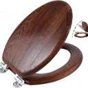 Angel Shield Elongated Wood Toilet Seat with Quiet Close,Easy Clean,Quick-Release Hinges(Elongated,Dark Walnut) (Elongated-18.5")