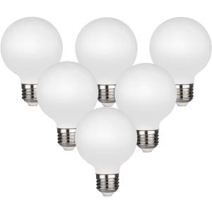KGC LED Edison Globe Light Bulbs, Neutral White 4000K CRI 90, LED Filament Light Bulb, 5W Equivalent to 40W, G25(G80) Dimmable, Milky Glass, Bathroom Vanity Mirror Light, Pack of 6